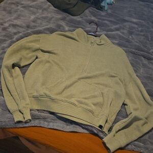 American Eagle Outfitters Sage Green Half-Zip Sweater